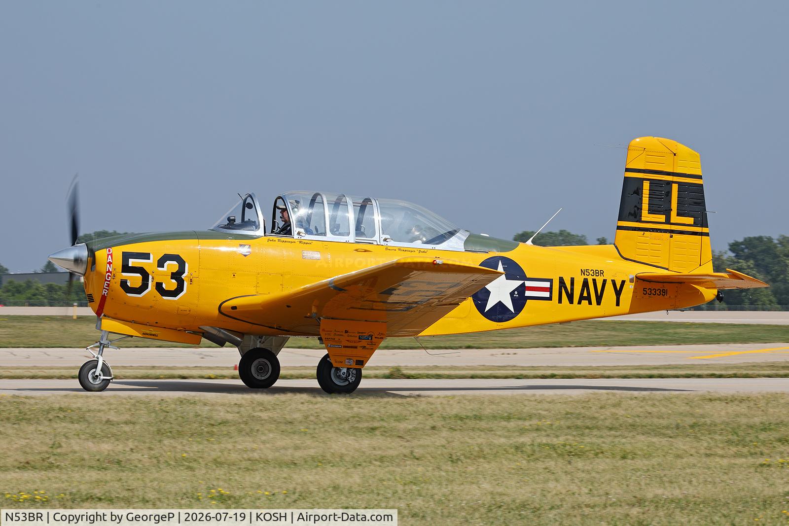Aircraft N53BR, 1953 Beech T-34A Mentor Mentor, c/n G-152, Airventure 2026., at KOSH, photo by GeorgeP