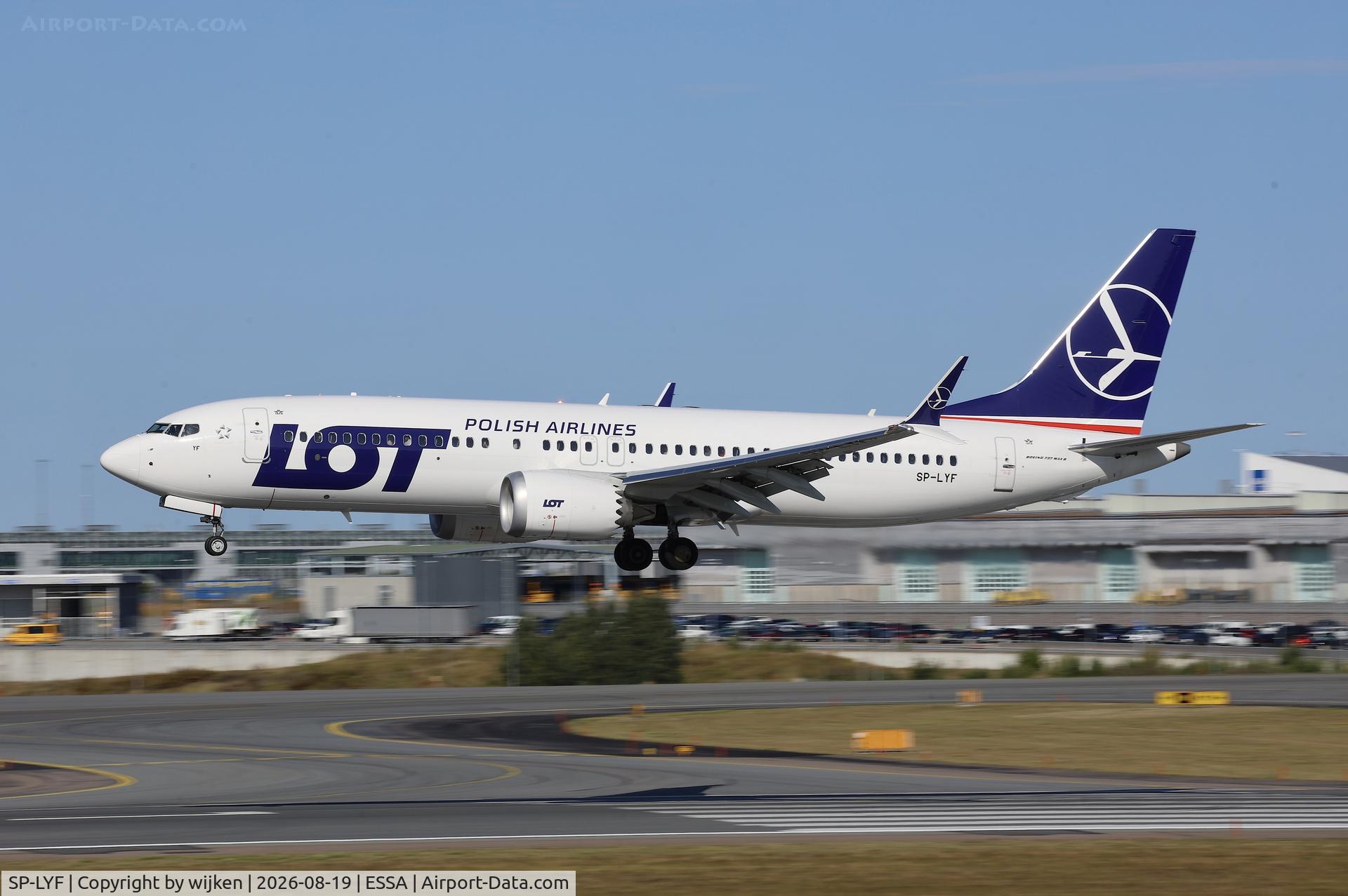 Aircraft SP-LYF, 2026 Boeing 737-8 MAX, c/n 65118 l/n 9486, Rwy 19L, at ESSA, photo by wijken