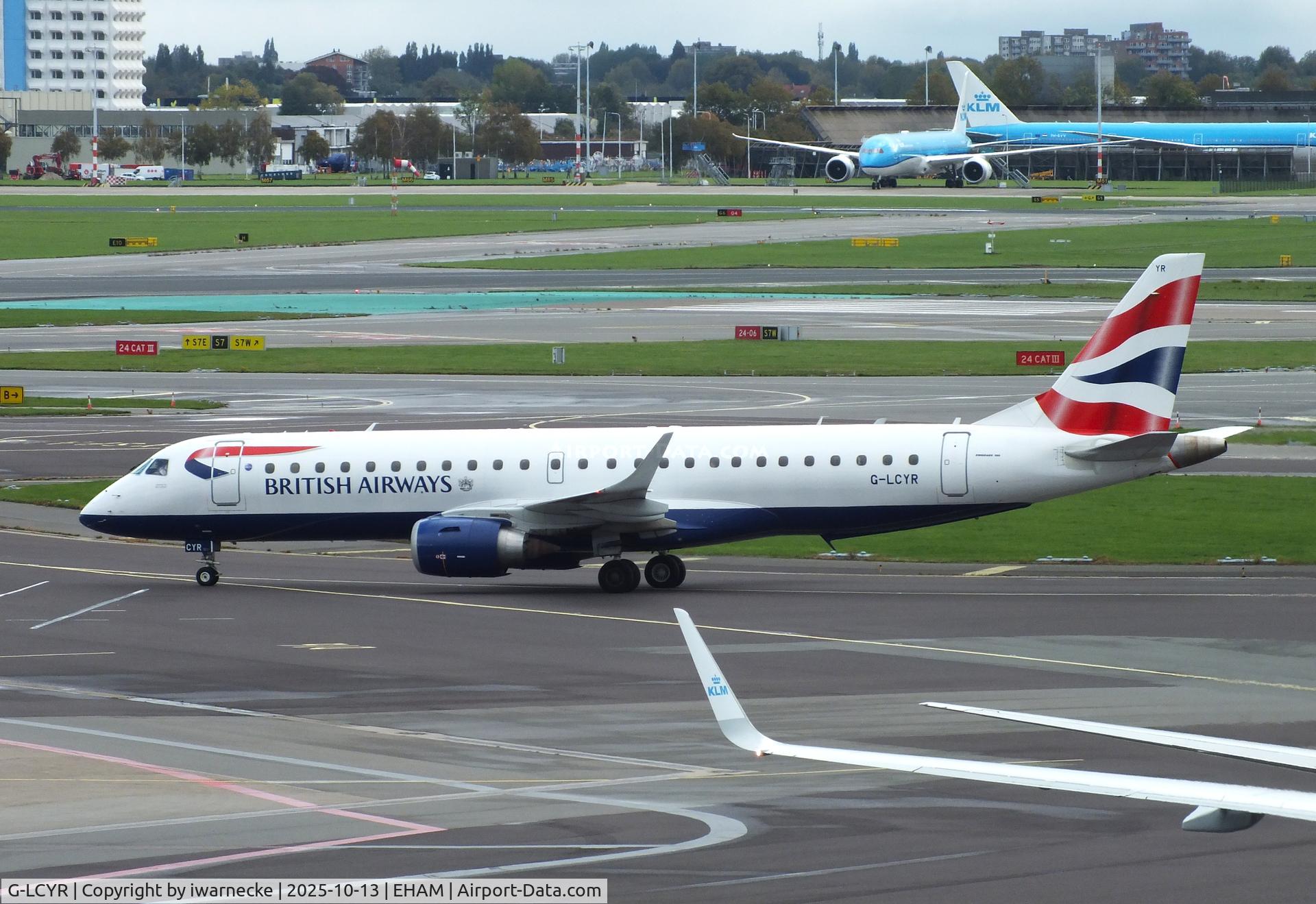 Aircraft G-LCYR, 2012 Embraer 190SR (ERJ-190-100SR), c/n 19000563, EMBRAER 190SR (ERJ-190-100SR of British Airways at Amsterdam Schiphol airport, at EHAM, photo by iwarnecke