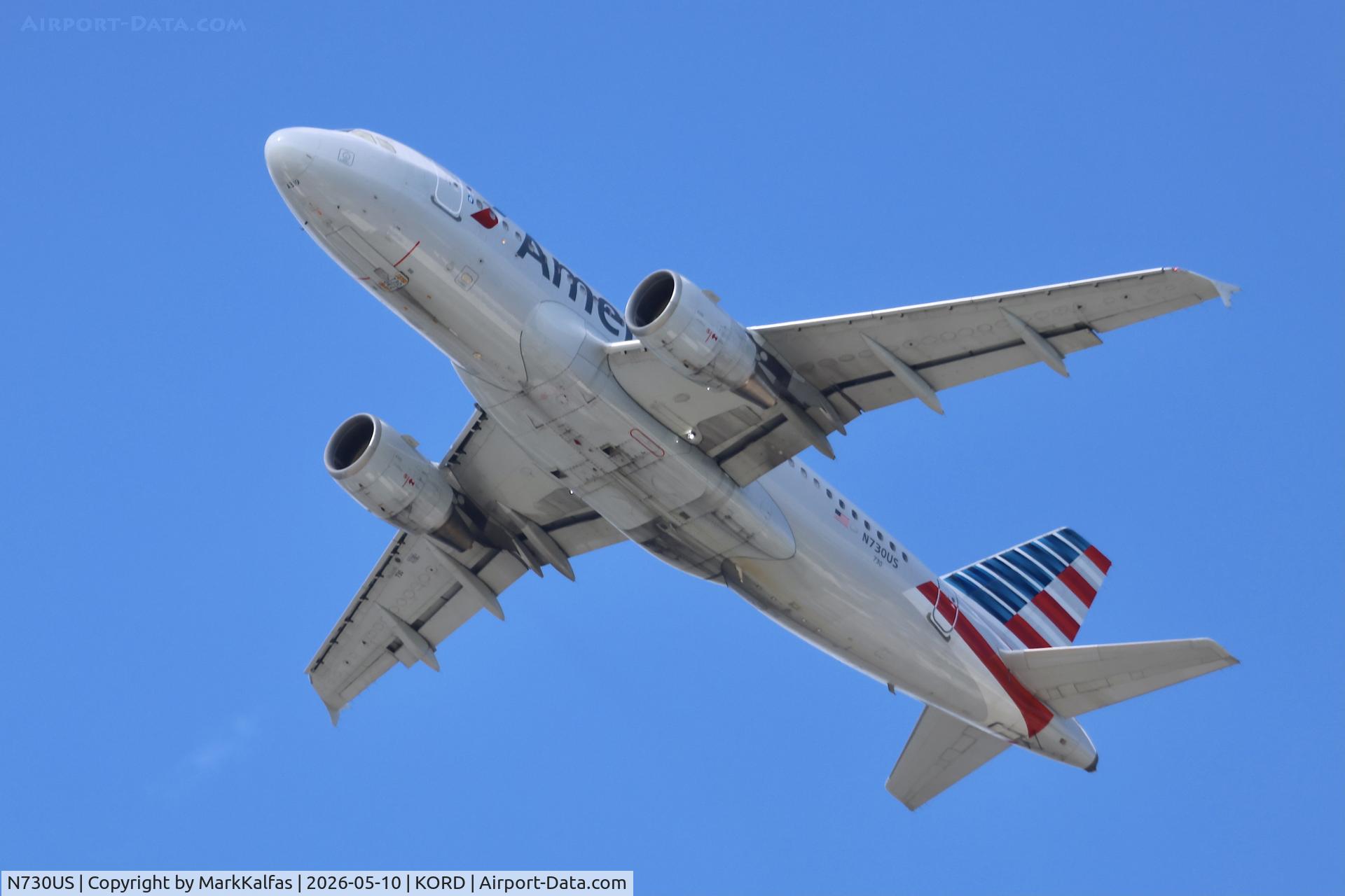 Aircraft N730US, 2000 Airbus A319-112, c/n 1182, A319 American Airbus A319-112 N730US, AA397 ORD-DCA, Departing 28R KORD, at KORD, photo by MarkKalfas