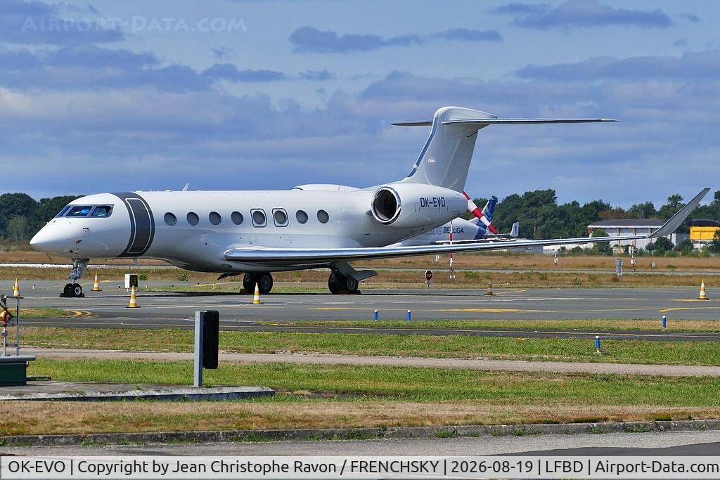 Aircraft OK-EVO, 2015 Gulfstream Aerospace G650, c/n 6160, ABS Jets, at LFBD, photo by Jean Christophe Ravon / FRENCHSKY