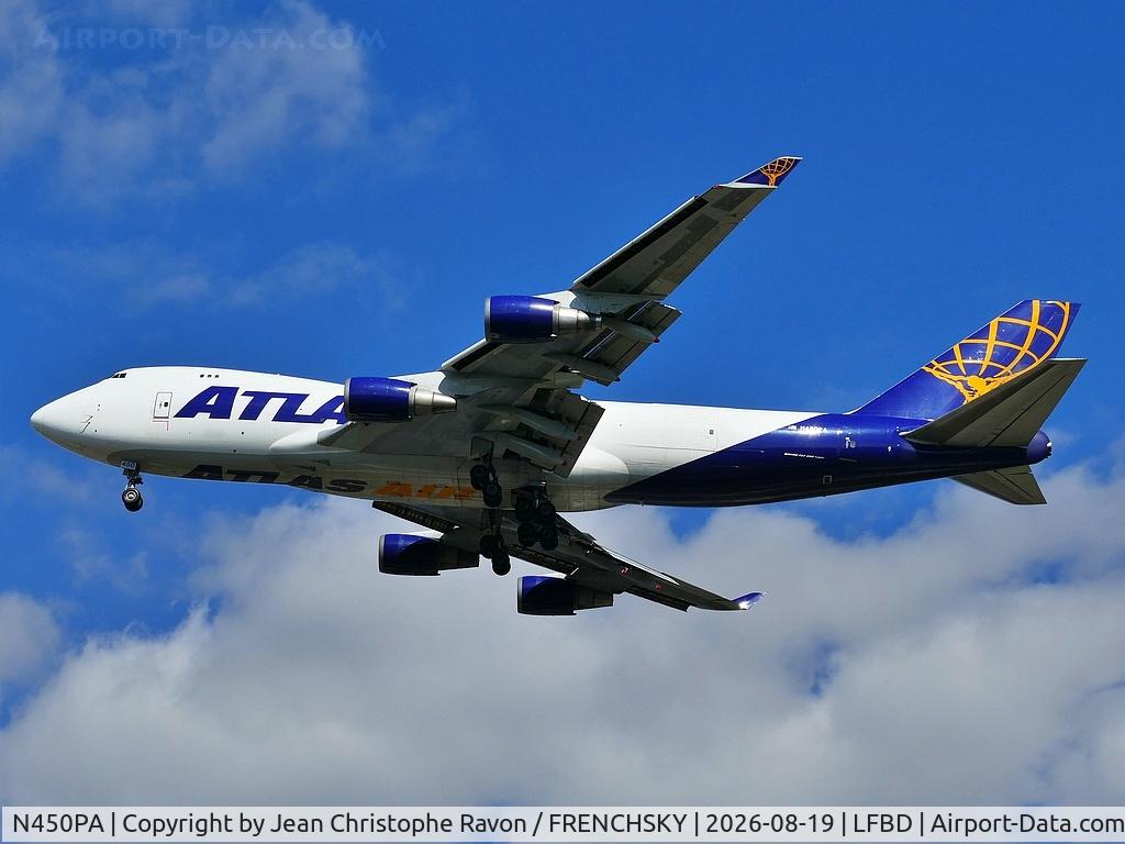 Aircraft N450PA, 2000 Boeing 747-46NF, c/n 30808, Los Angeles (LAX) Bordeaux (BOD) 5Y8318, at LFBD, photo by Jean Christophe Ravon / FRENCHSKY