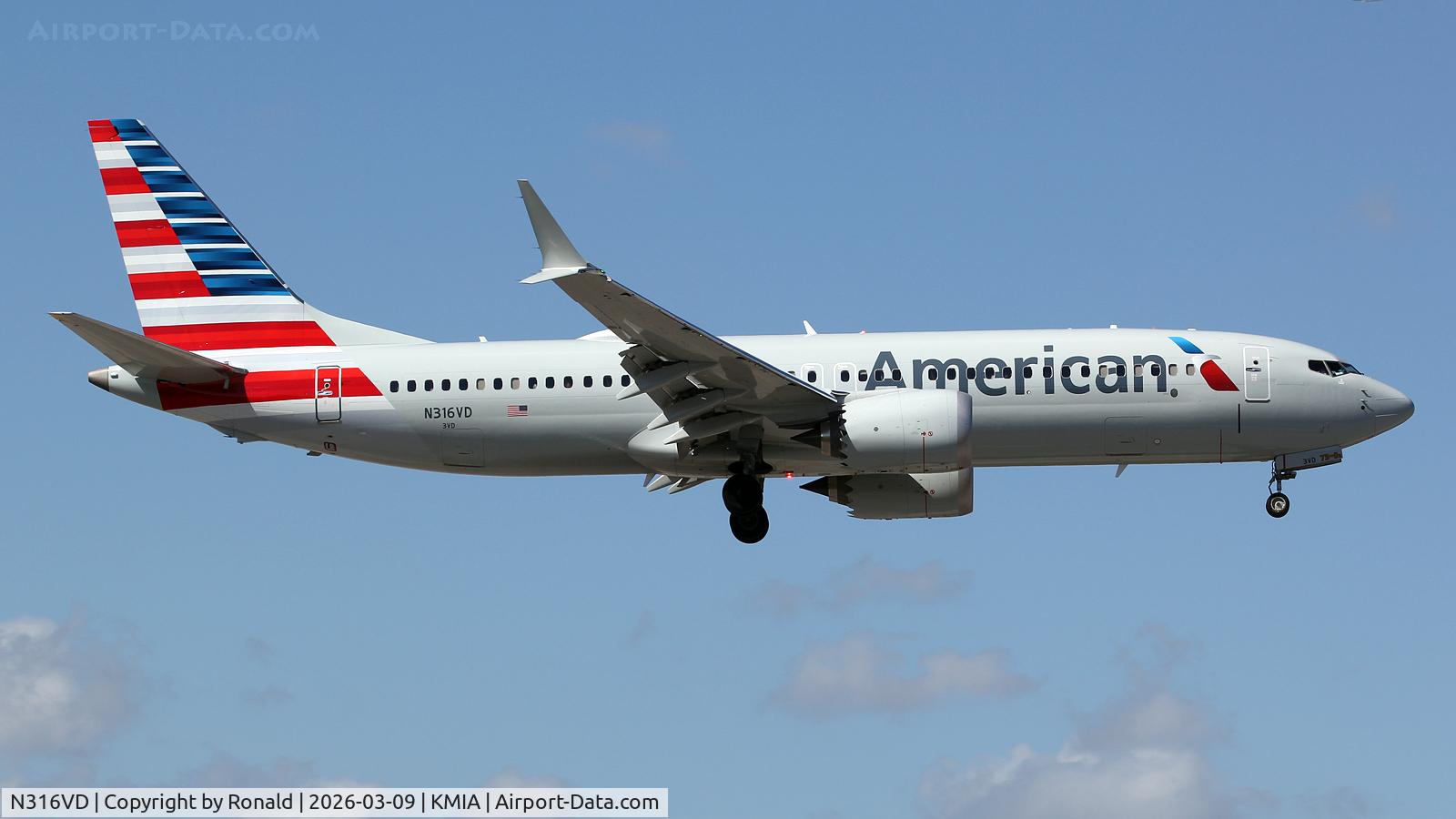 Aircraft N316VD, 2026 Boeing 737-8, c/n 69423, at mia, at KMIA, photo by Ronald