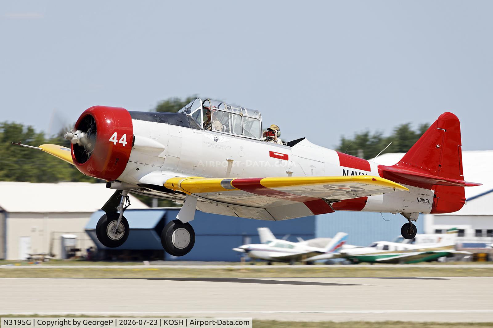 Aircraft N3195G, North American SNJ-5 Texan Texan, c/n 51697, Airventure 2026., at KOSH, photo by GeorgeP