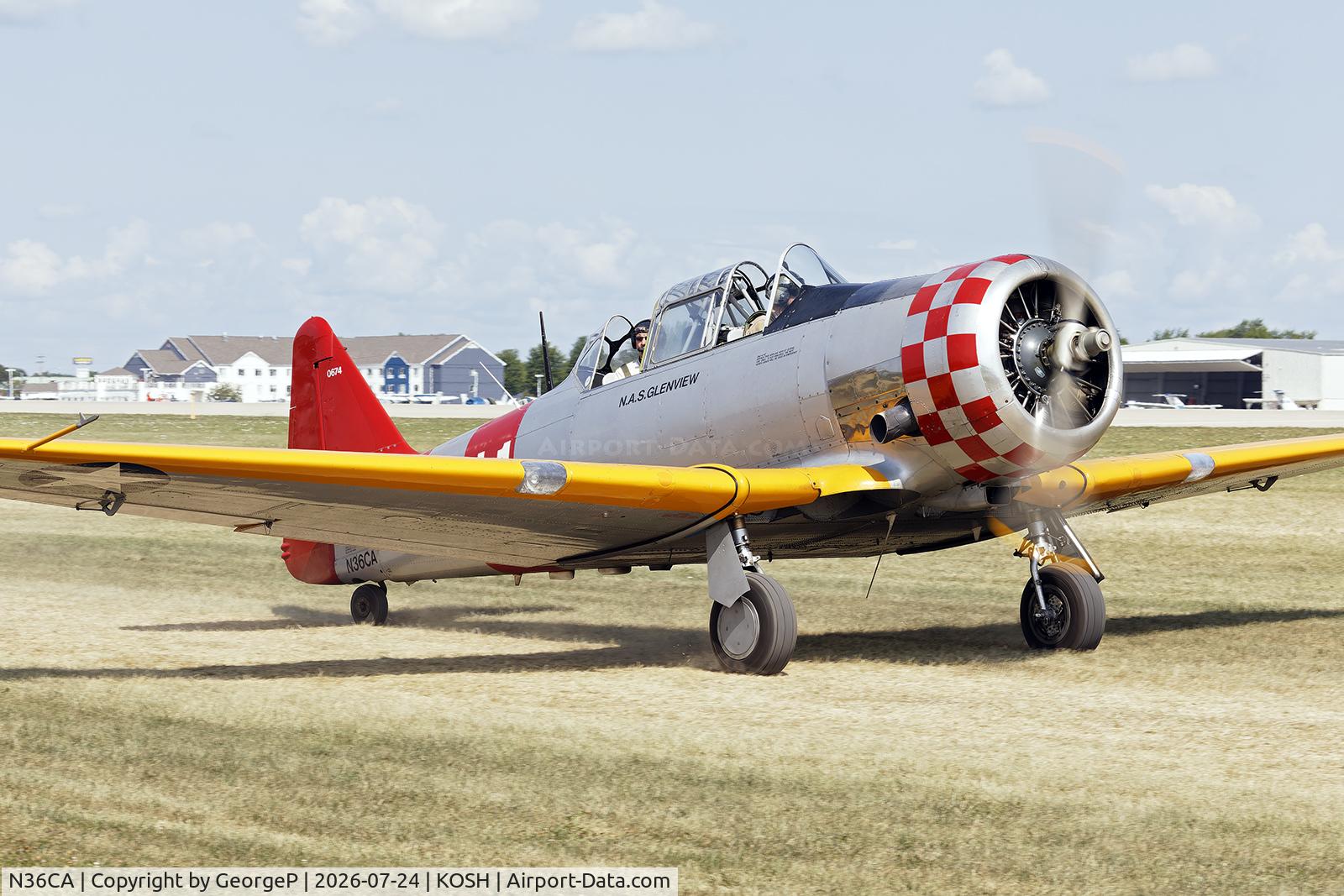 Aircraft N36CA, North American AT-6D Texan, c/n 88-10677, Airventure 2026., at KOSH, photo by GeorgeP