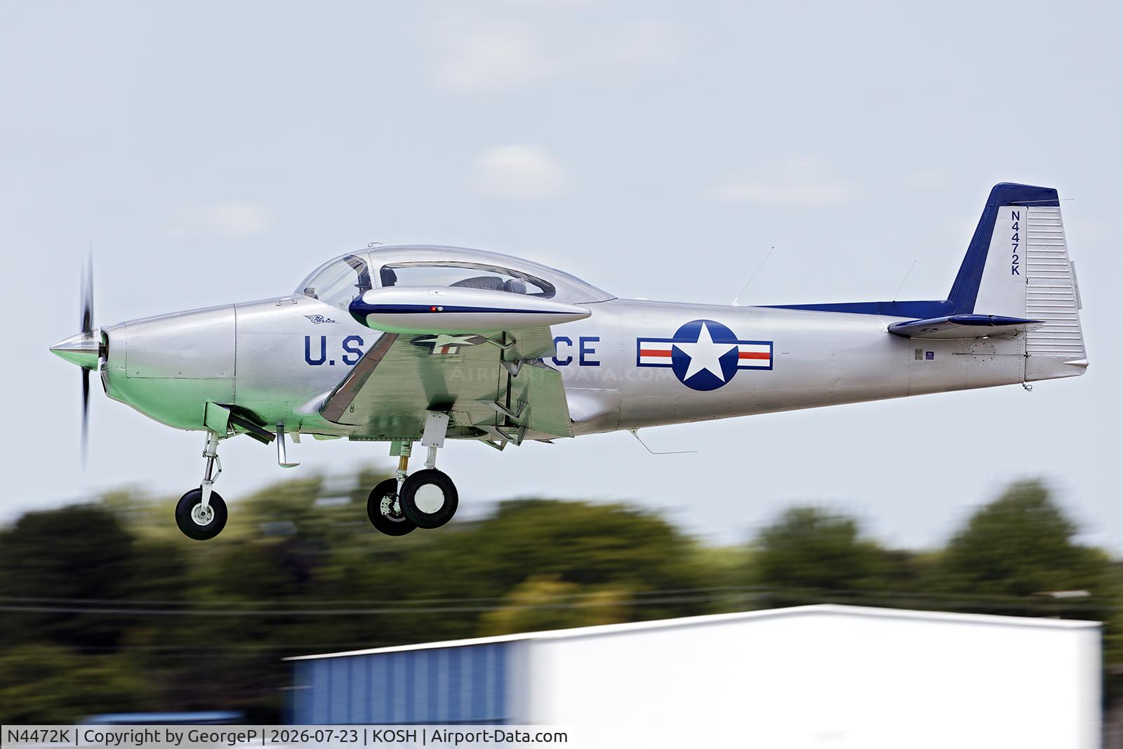 Aircraft N4472K, 1948 Ryan Navion, c/n NAV-4-1472, Airventure 2026., at KOSH, photo by GeorgeP
