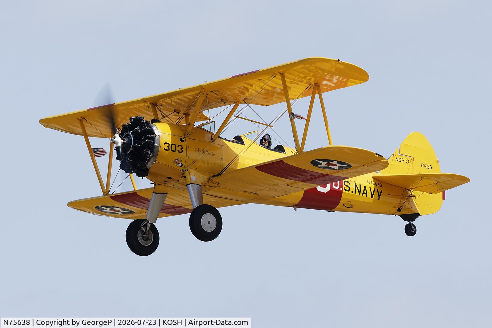 Aircraft N75638, 1943 Boeing E75, c/n 75-8433, Airventure 2026., at KOSH, photo by GeorgeP