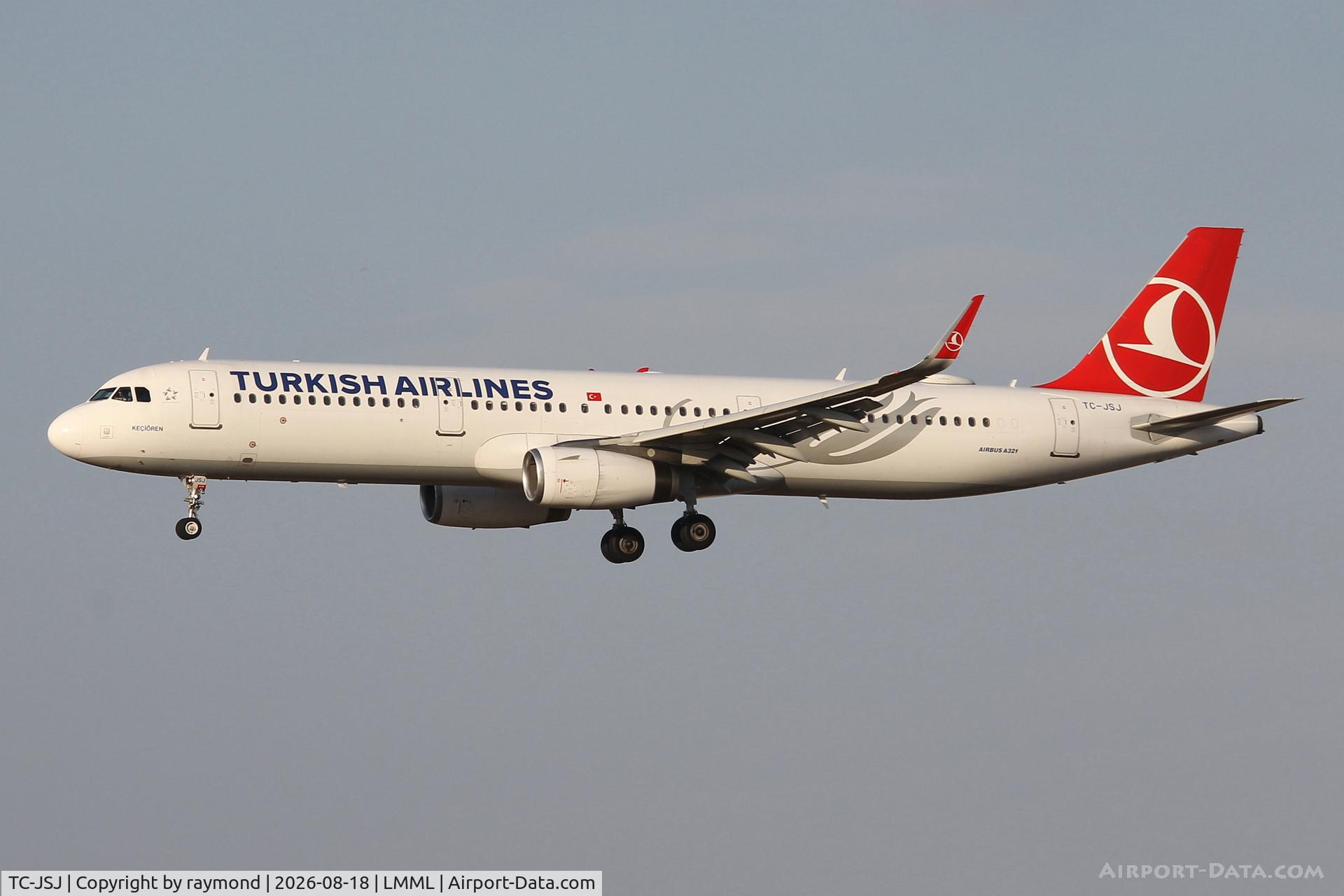 Aircraft TC-JSJ, 2013 Airbus A321-231, c/n 5633, Turkish Airlines Airbus A321-231 reg TC-JSJ on final approach for RW31 MLA., at LMML, photo by raymond