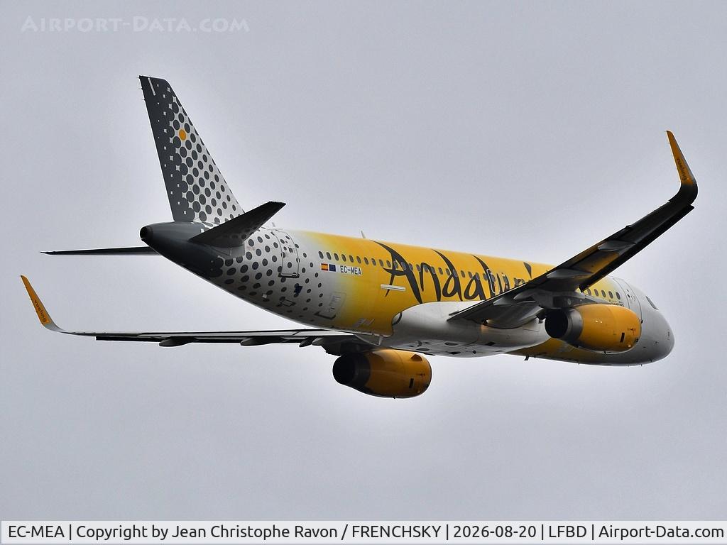 Aircraft EC-MEA, 2014 Airbus A320-232, c/n 6400, Vueling (Andalucia Livery), Bordeaux (BOD) Barcelona (BCN) VY2913, at LFBD, photo by Jean Christophe Ravon / FRENCHSKY