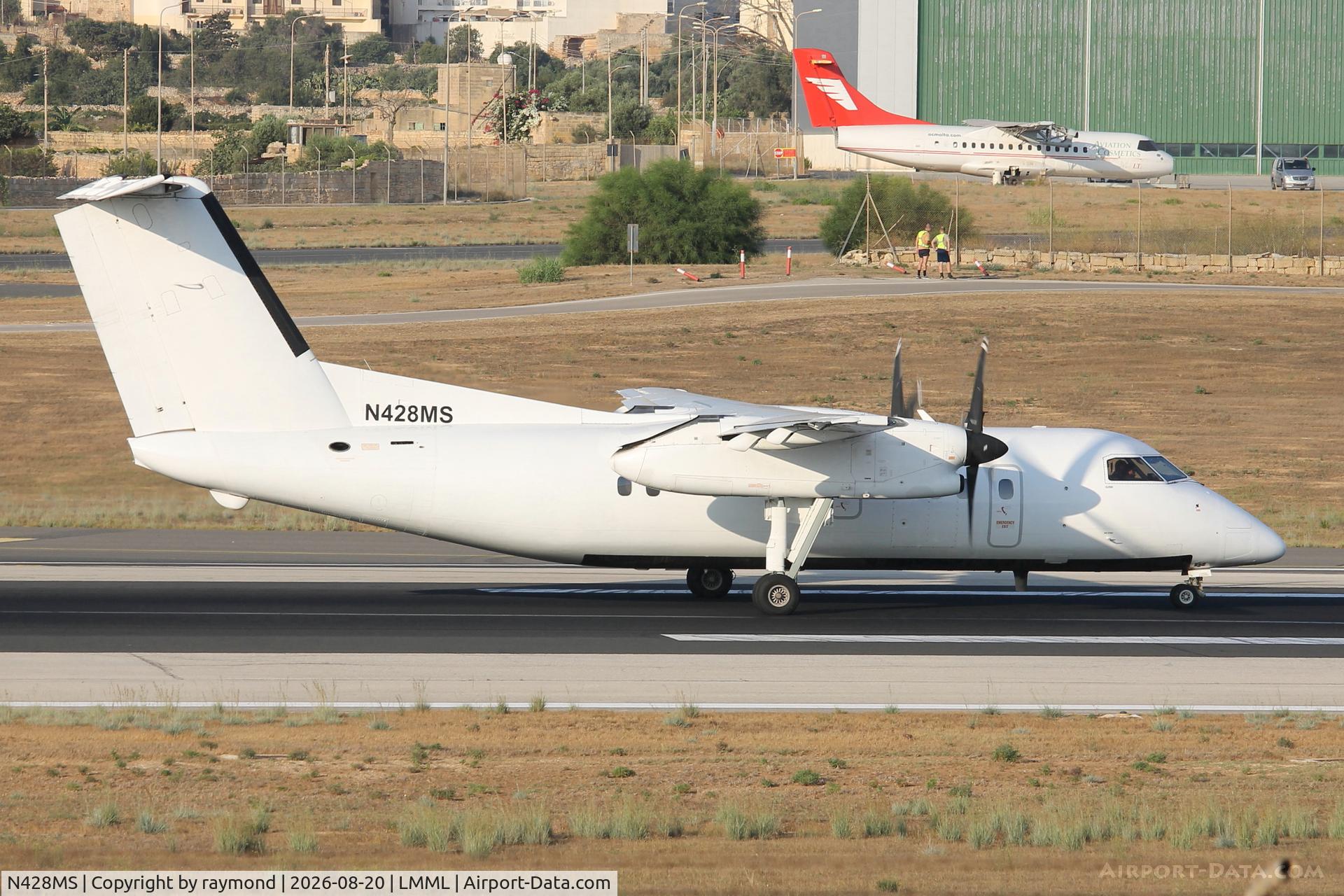 Aircraft N428MS, 1996 De Havilland Canada DHC-8-201 Dash 8, c/n 428, De Havilland Canada DHC-8-201 reg N428MS of Berry Aviation rolling RW31 departing from Malta., at LMML, photo by raymond
