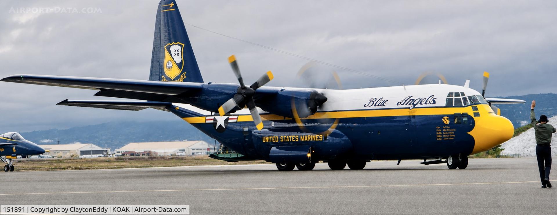 Aircraft 151891, 1964 Lockheed EC-130G Hercules, c/n 382-3878, Fleet Week San Francisco. United Airlines maintenance hangar Oakland airport in California 1990's, at KOAK, photo by ClaytonEddy