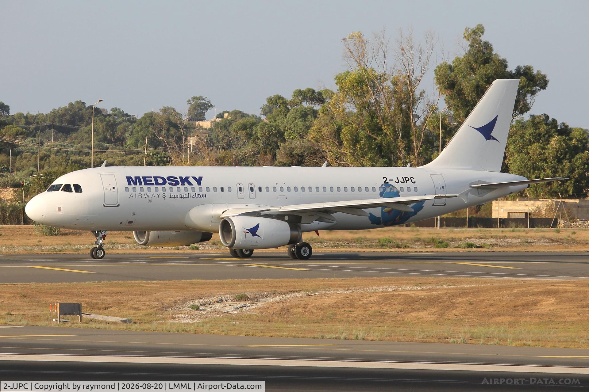 Aircraft 2-JJPC, 2012 Airbus A320-232, c/n 5093, Airbus A320-232 of Medsky Airways reg 2-JJPC taxiing out for a RW31 departure to Tripoli. Aircraft being added to Medsky fleet., at LMML, photo by raymond