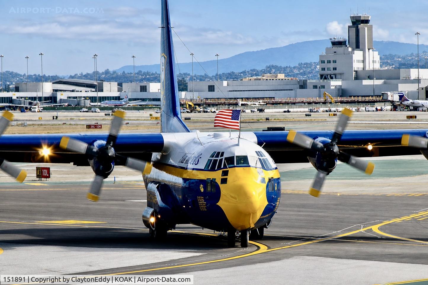 Aircraft 151891, 1964 Lockheed EC-130G Hercules, c/n 382-3878, Fleet Week San Francisco. United Airlines maintenance base in Oakland International Airport 1990's, at KOAK, photo by ClaytonEddy