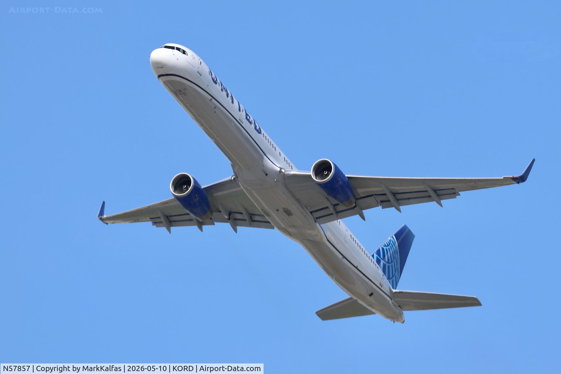 Aircraft N57857, 2004 Boeing 757-324, c/n 32816, B753 United Boeing 757-324 N57857, UA1334 ORD-SFO departing 28R KORD., at KORD, photo by MarkKalfas