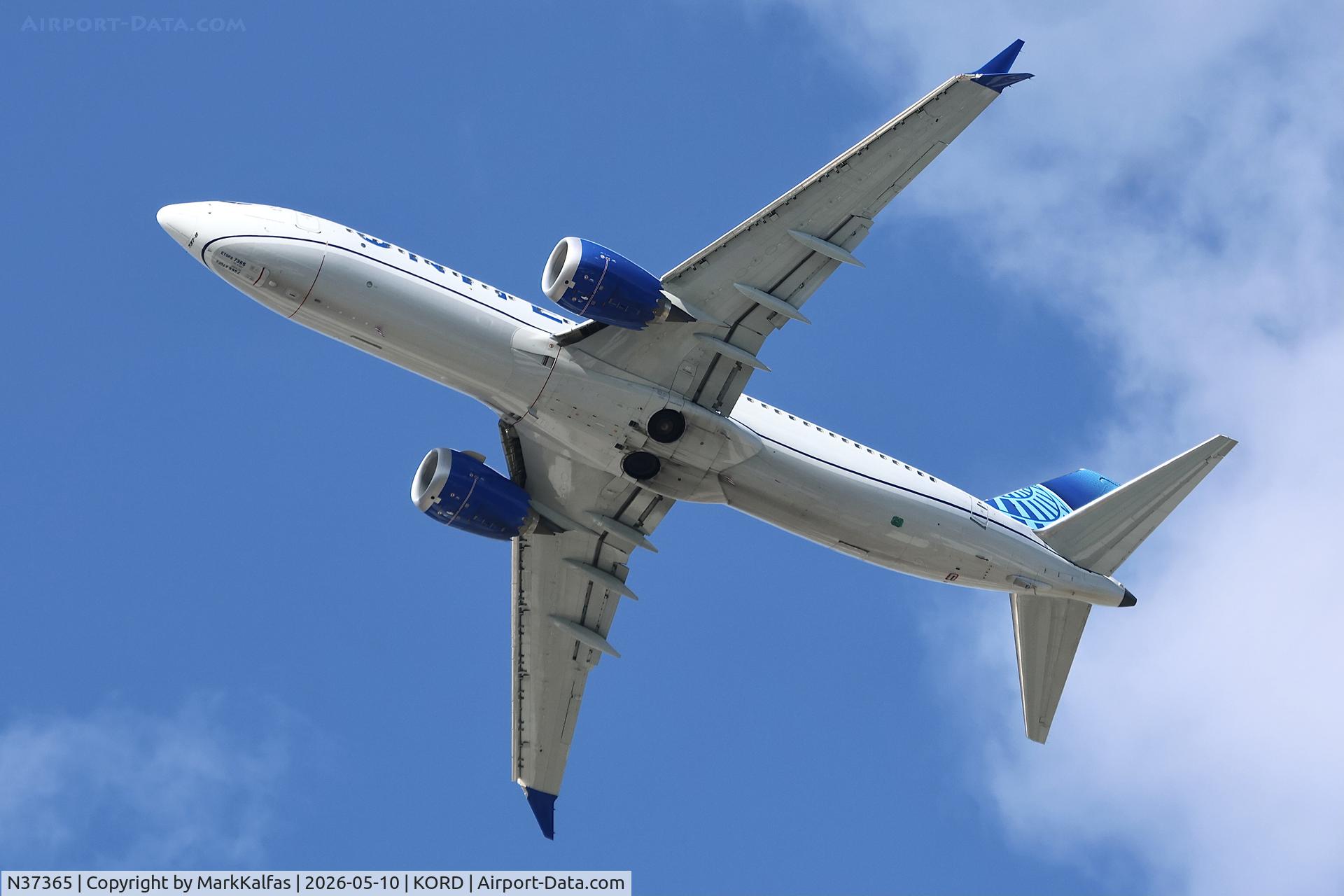 Aircraft N37365, 2025 Boeing 737 Max 8, c/n 67630 l/n 9074, B39M United Boeing 737-8 MAX N37365, UA841 ORD-ANC departing 28R KORD., at KORD, photo by MarkKalfas