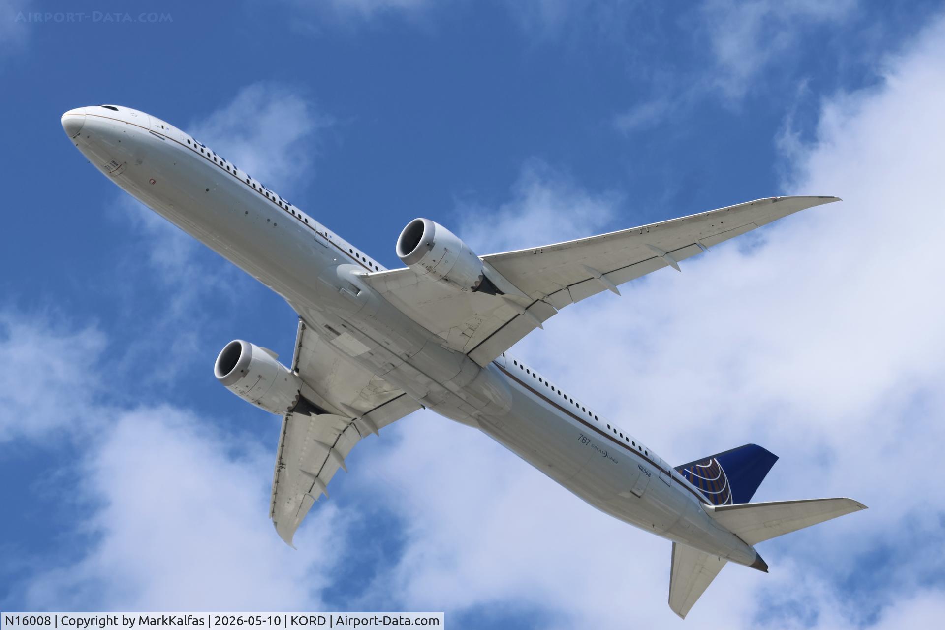 Aircraft N16008, 2019 Boeing 787-10 Dreamliner, c/n 60138, B78X United Airlines Boeing 787-10 Dreamliner N16008, UA970 ORD-FCO, departing 28R KORD, at KORD, photo by MarkKalfas
