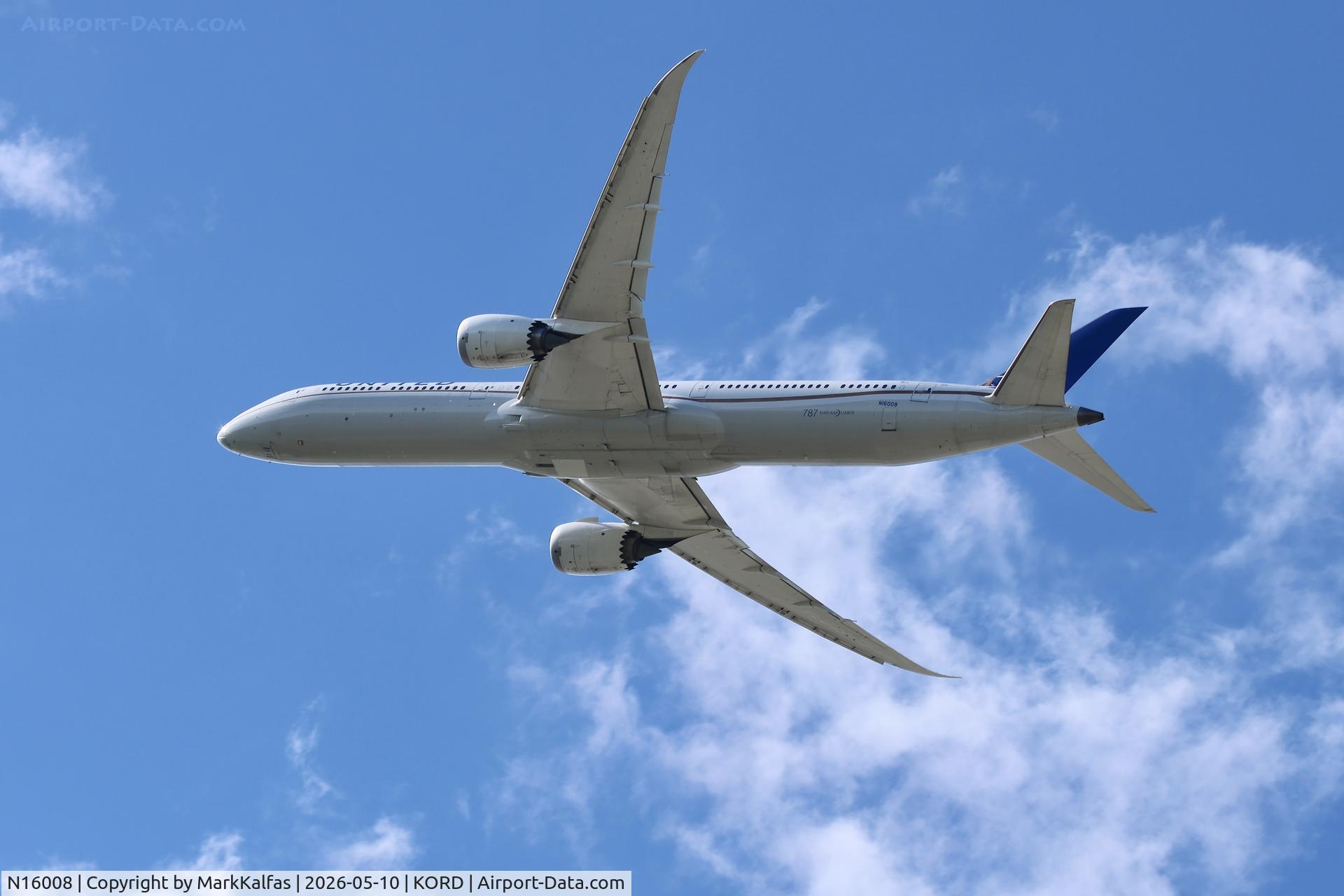 Aircraft N16008, 2019 Boeing 787-10 Dreamliner, c/n 60138, B78X United Airlines Boeing 787-10 Dreamliner N16008, UA970 ORD-FCO, departing 28R KORD, at KORD, photo by MarkKalfas