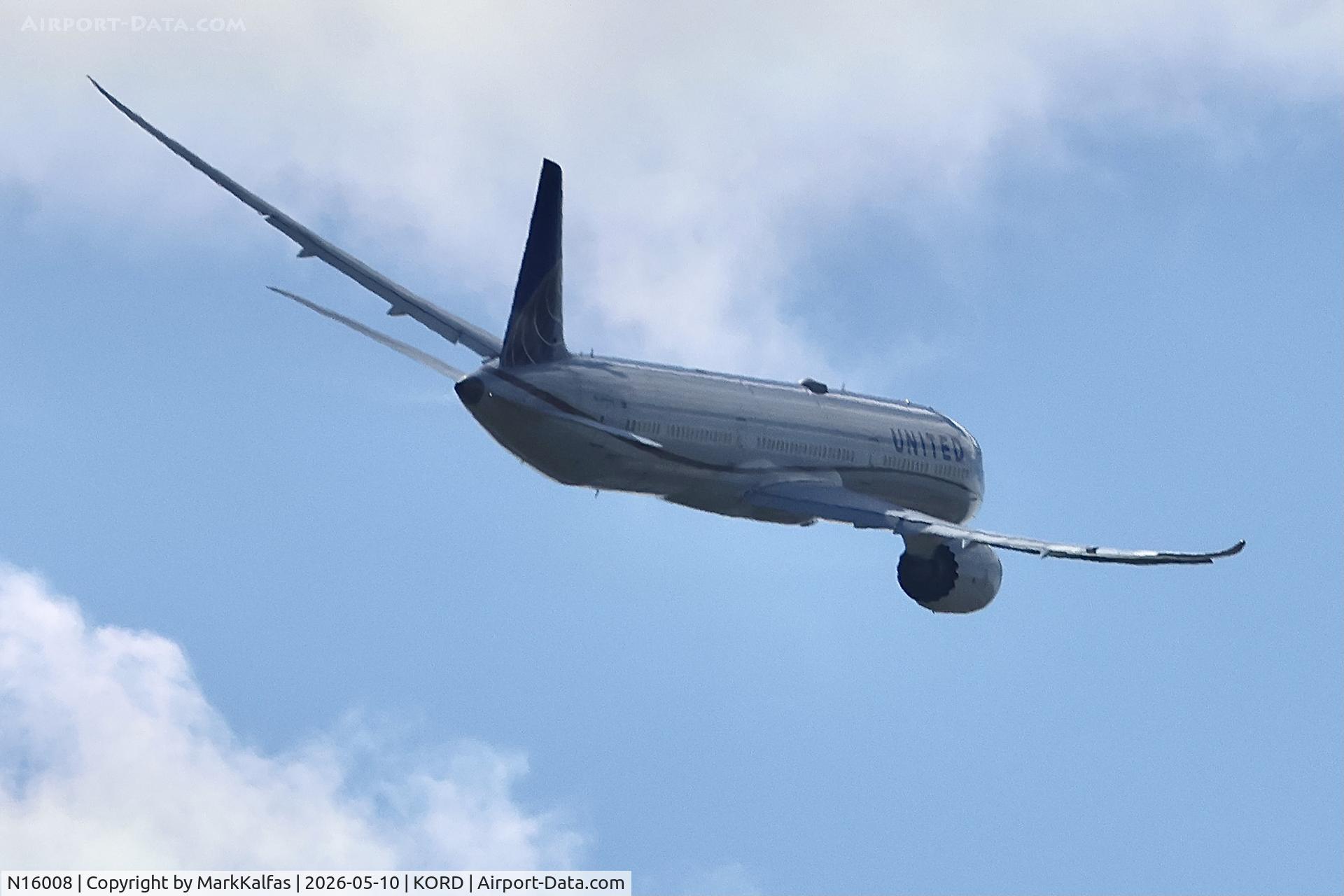 Aircraft N16008, 2019 Boeing 787-10 Dreamliner, c/n 60138, B78X United Airlines Boeing 787-10 Dreamliner N16008, UA970 ORD-FCO, departing 28R KORD, at KORD, photo by MarkKalfas