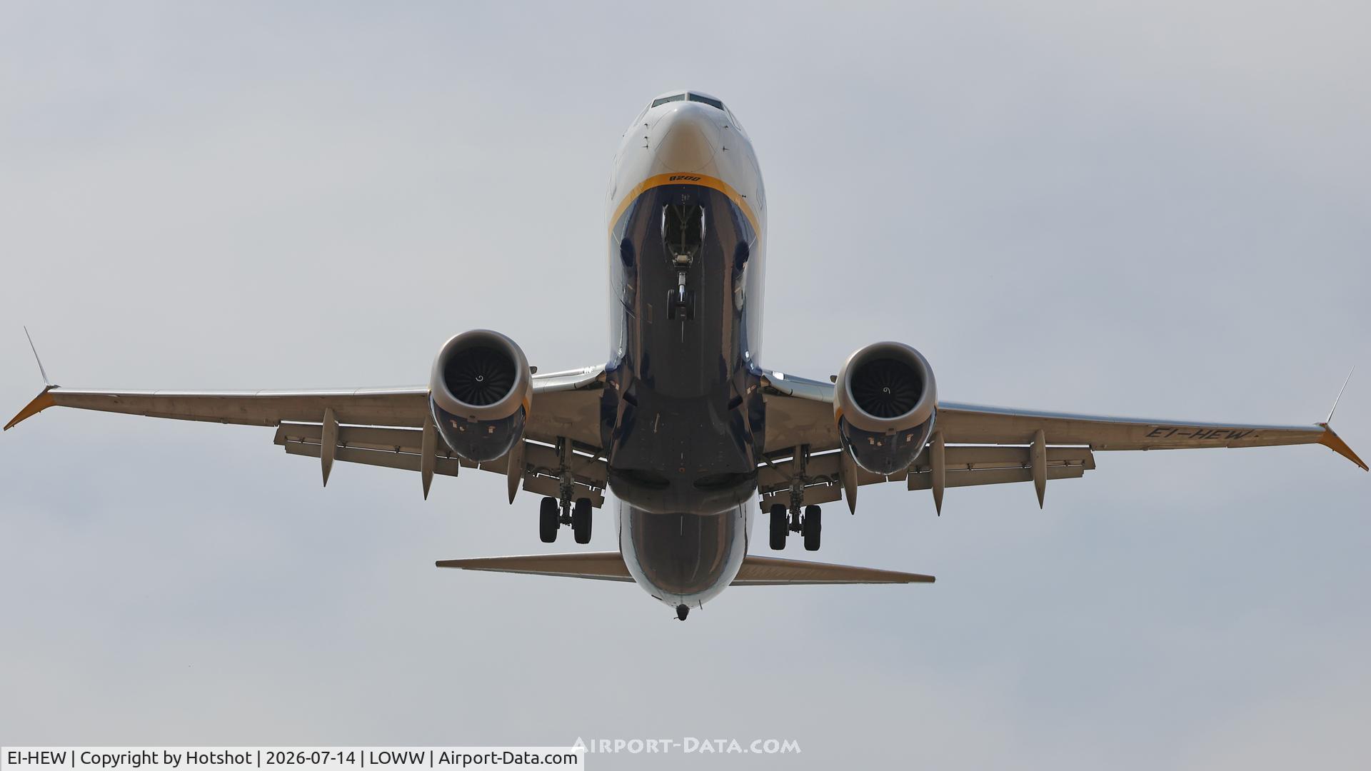 Aircraft EI-HEW, 2019 Boeing 737-8-200 MAX, c/n 62308 l/n 7810, On short final runway 11, at LOWW, photo by Hotshot