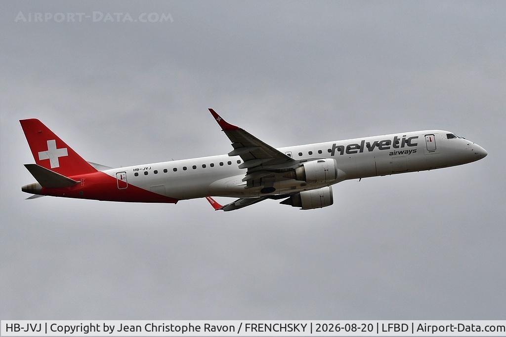 Aircraft HB-JVJ, 2010 Embraer ERJ-190-200IGW, c/n 19000386, Bordeaux (BOD) Zurich (ZRH) LX553, at LFBD, photo by Jean Christophe Ravon / FRENCHSKY