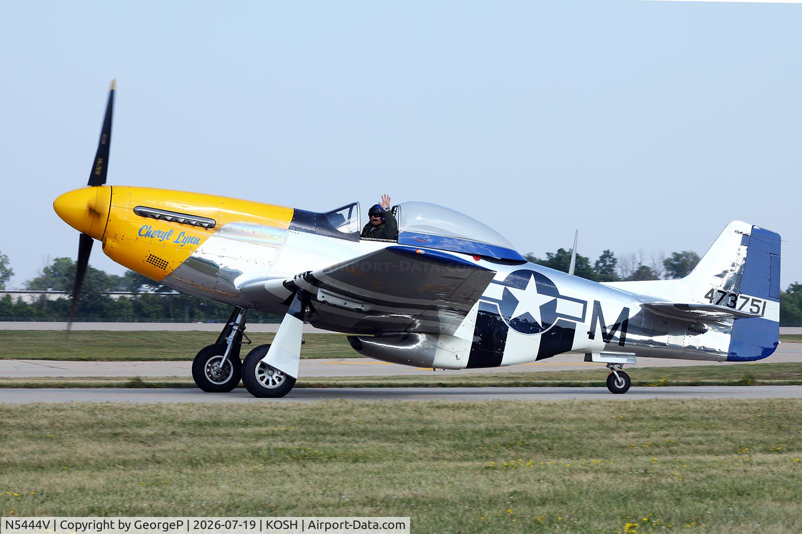 Aircraft N5444V, 1944 North American F-51D-25-NA Mustang, c/n 122-40291, Airventure 2026., at KOSH, photo by GeorgeP