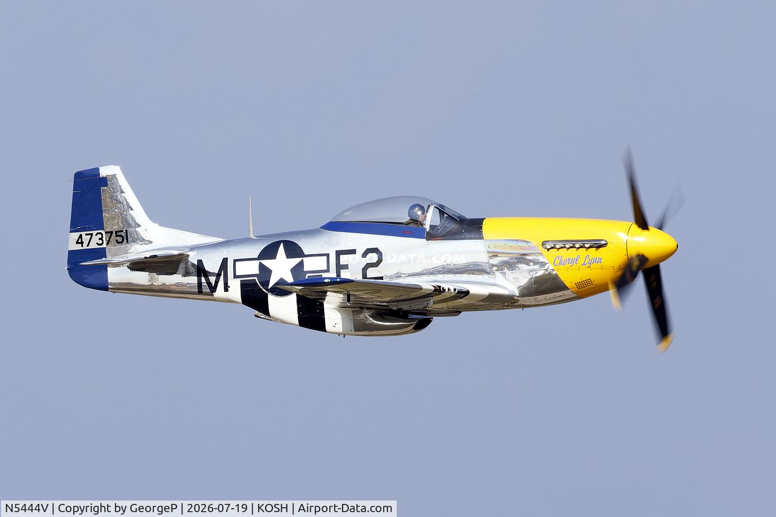 Aircraft N5444V, 1944 North American F-51D-25-NA Mustang, c/n 122-40291, Airventure 2026., at KOSH, photo by GeorgeP