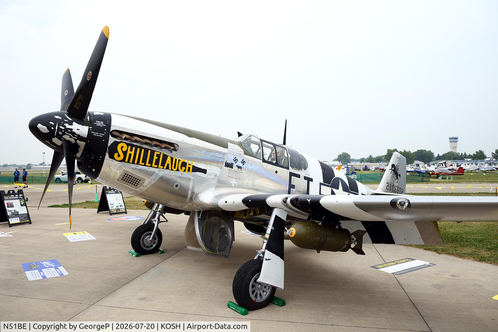Aircraft N51BE, SHILLELAGH P51B LLC P-51B, c/n 104-25404, Airventure 2026., at KOSH, photo by GeorgeP