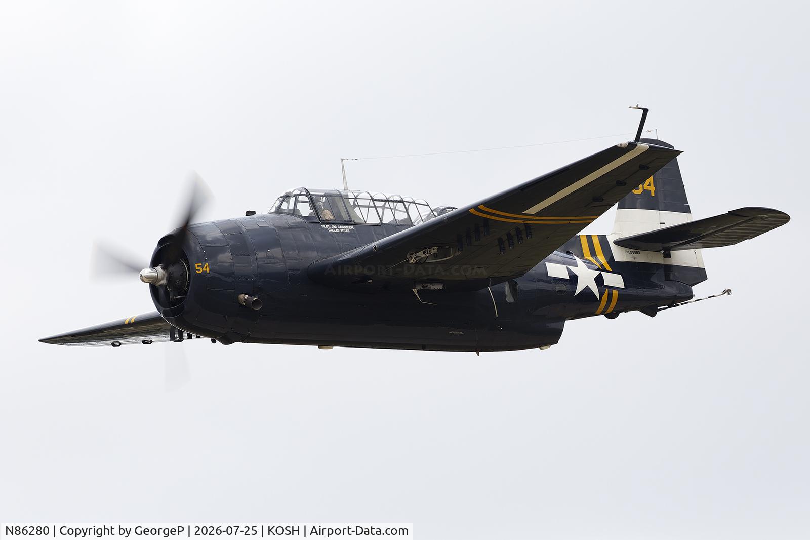 Aircraft N86280, Grumman TBM-3E Avenger, c/n 86280, Airventure 2026., at KOSH, photo by GeorgeP