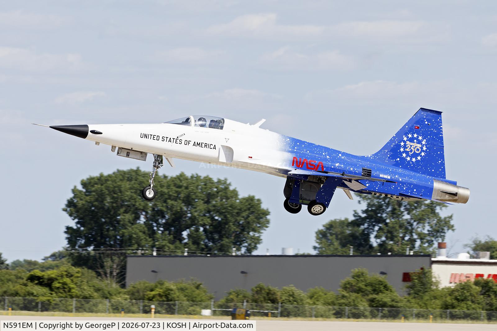 Aircraft N591EM, 1977 Northrop F-5E, c/n 77-1777, Airventure 2026., at KOSH, photo by GeorgeP