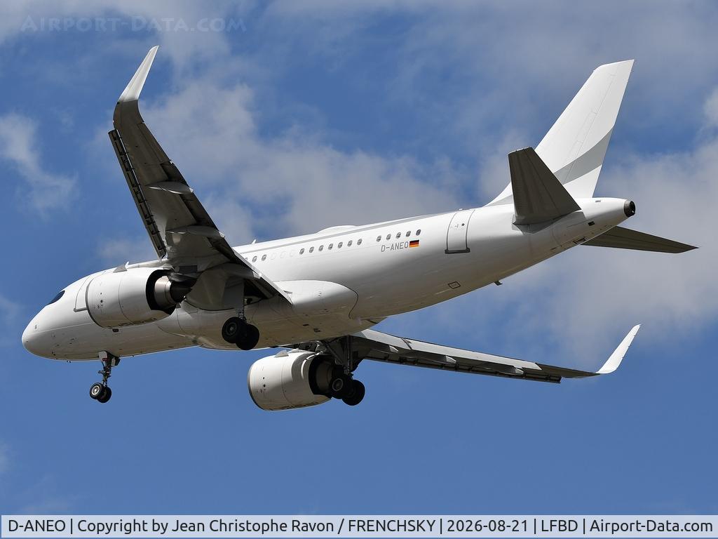 Aircraft D-ANEO, 2019 Airbus A319-153N, c/n 8612, KAY57 from Nice airport landing runway 23, at LFBD, photo by Jean Christophe Ravon / FRENCHSKY