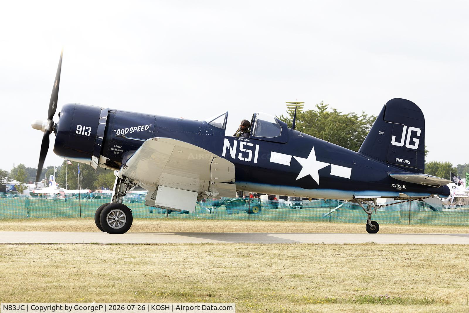 Aircraft N83JC, 1943 Goodyear FG-1D Corsair, c/n 67089, Airventure 2026., at KOSH, photo by GeorgeP