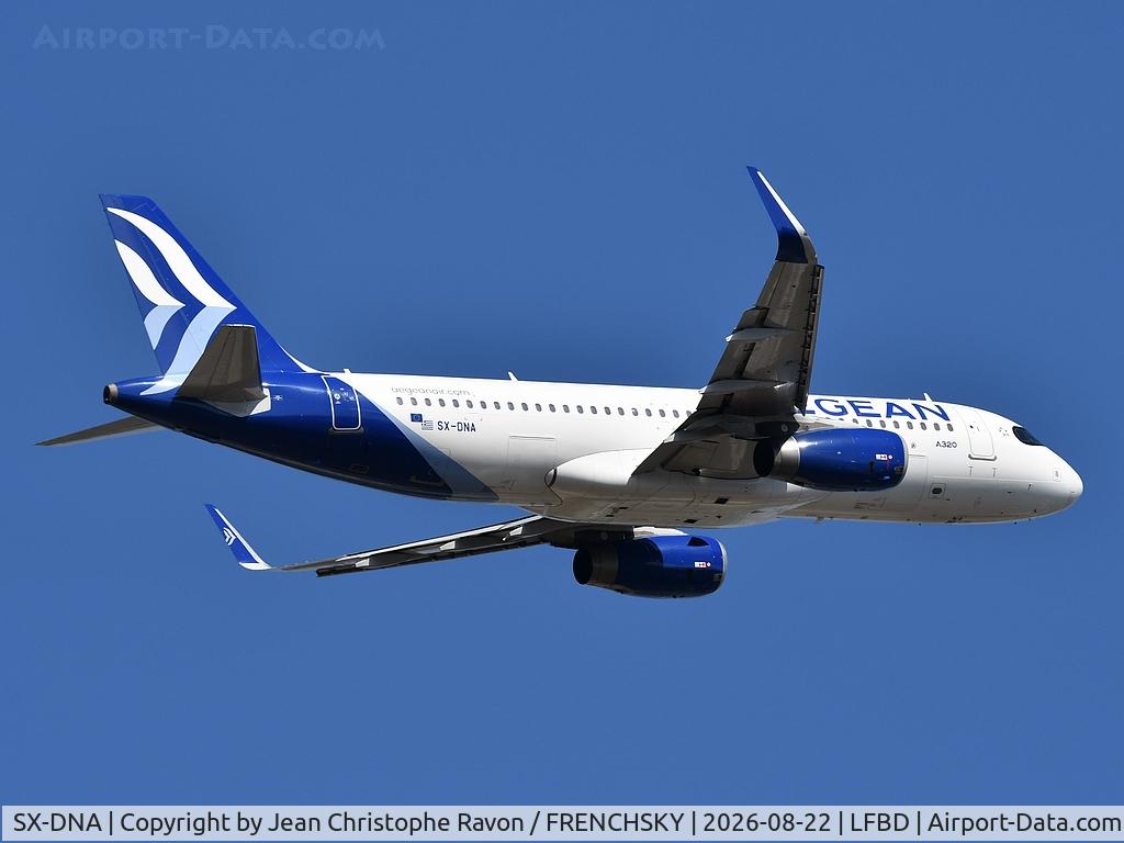 Aircraft SX-DNA, 2015 Airbus A320-232, c/n 6655, Bordeaux (BOD) Athens (ATH) A3697, at LFBD, photo by Jean Christophe Ravon / FRENCHSKY