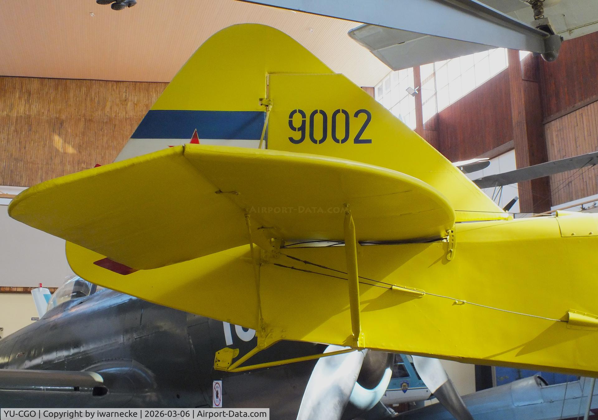 Aircraft YU-CGO, Zmaj Fizir FN Hydro, c/n 9002, Zmaj Fizir FN Hydro on floats (with wheel landing gear displayed in front of the floats) at the Technical Museum Nikola Tesla, Zagreb, photo by iwarnecke