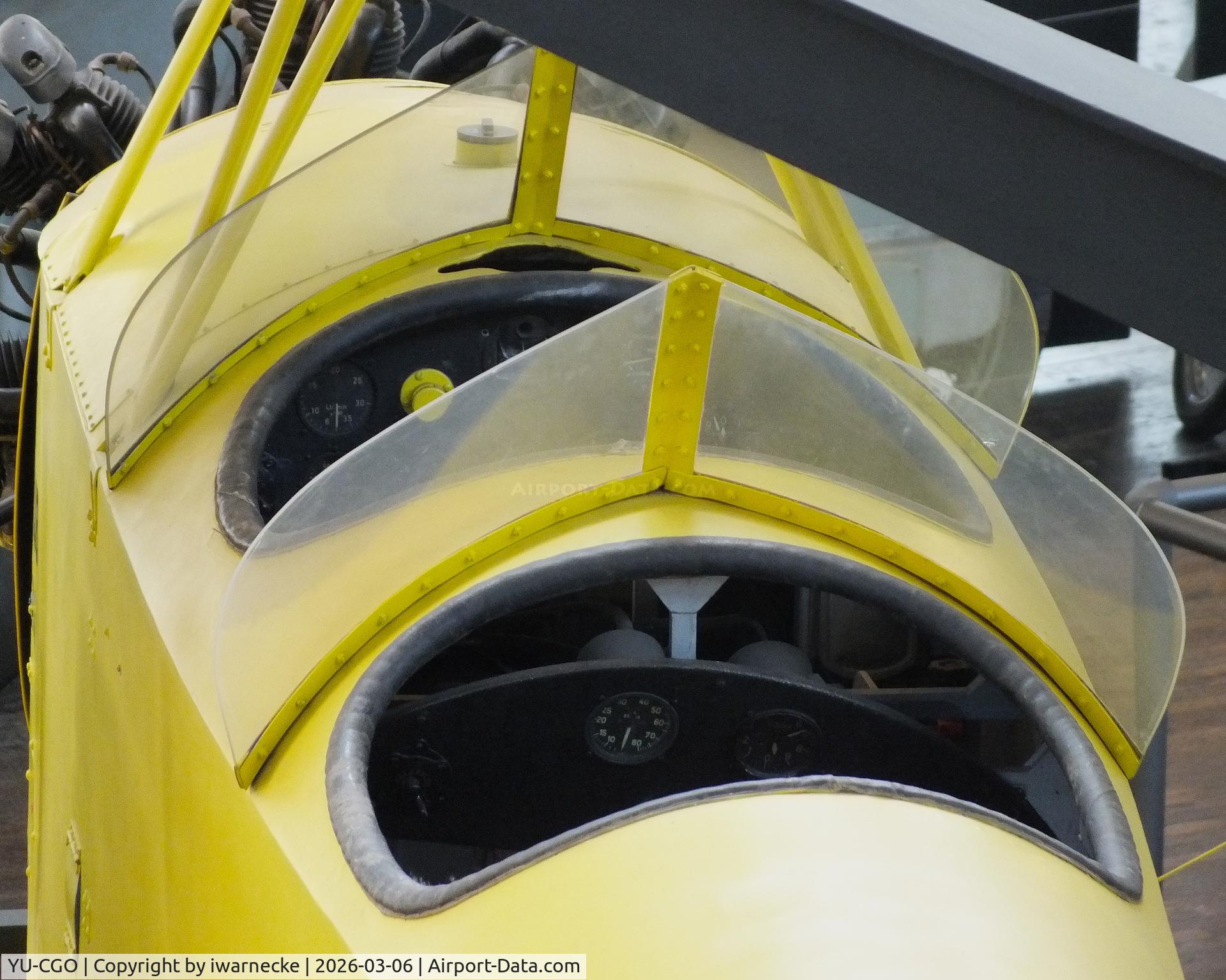 Aircraft YU-CGO, Zmaj Fizir FN Hydro, c/n 9002, Zmaj Fizir FN Hydro on floats (with wheel landing gear displayed in front of the floats) at the Technical Museum Nikola Tesla, Zagreb #c, photo by iwarnecke