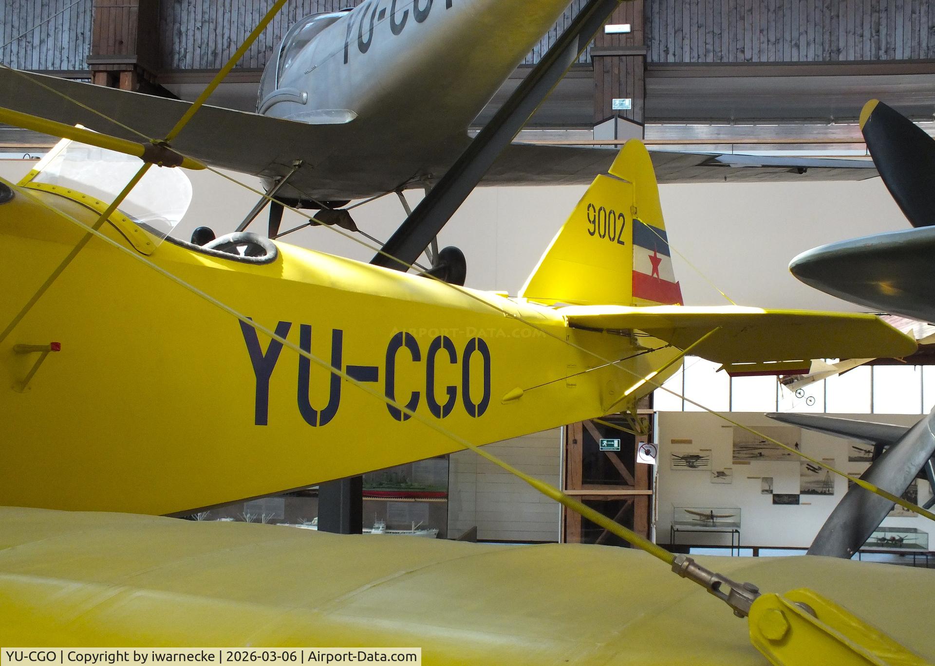 Aircraft YU-CGO, Zmaj Fizir FN Hydro, c/n 9002, Zmaj Fizir FN Hydro on floats (with wheel landing gear displayed in front of the floats) at the Technical Museum Nikola Tesla, Zagreb, photo by iwarnecke