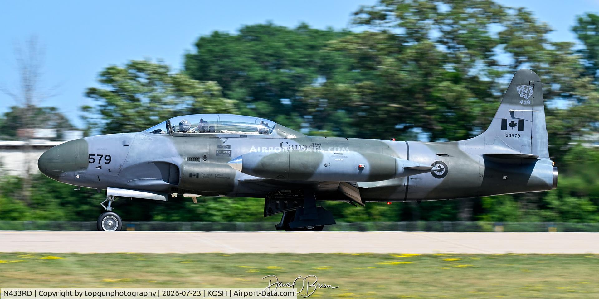 Aircraft N433RD, 1952 Canadair CT-133 Silver Star, c/n T33-579, Oshkosh 26, at KOSH, photo by topgunphotography