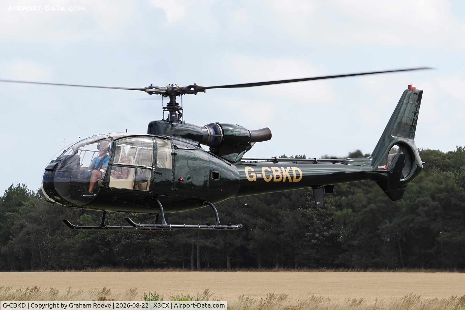 Aircraft G-CBKD, 1973 Westland SA-341C Gazelle HT2, c/n WA1130, Landing at Northrepps., at X3CX, photo by Graham Reeve