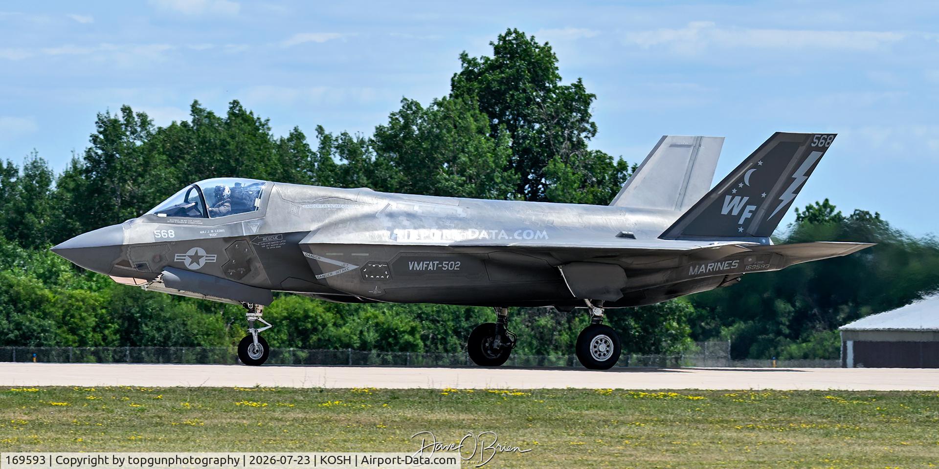 Aircraft 169593, 2018 Lockheed Martin F-35B Lightning II, c/n BF-68, NIGHTMARE2 VMFAT-502 / MCAS Miramar, CA, at KOSH, photo by topgunphotography