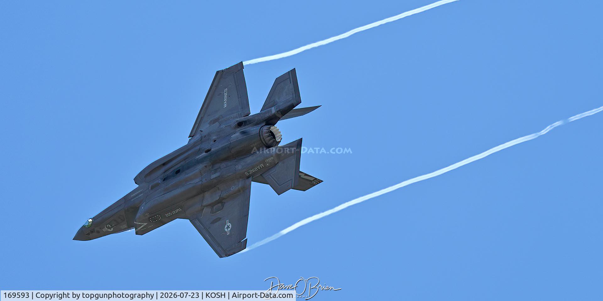Aircraft 169593, 2018 Lockheed Martin F-35B Lightning II, c/n BF-68, NIGHTMARE2 in the overhead, at KOSH, photo by topgunphotography