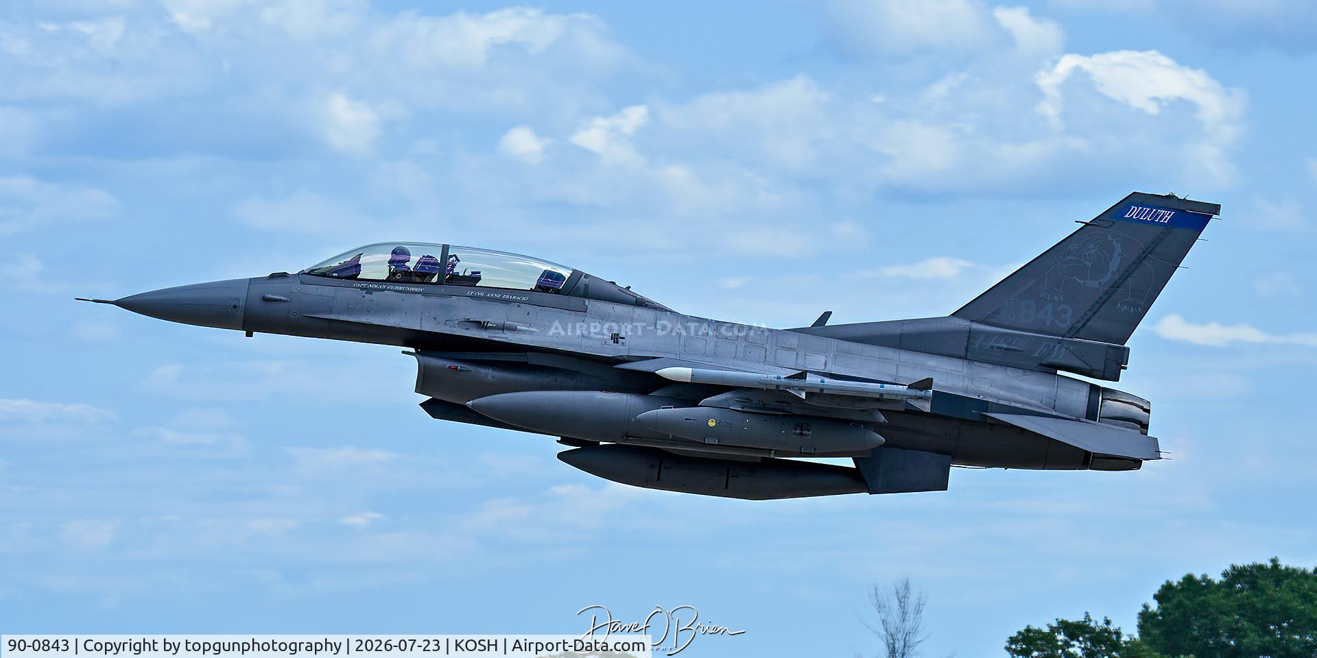 Aircraft 90-0843, 1990 General Dynamics F-16DJ-50-CF, c/n CD-10, 179th FS / Duluth ANGB, MN, at KOSH, photo by topgunphotography