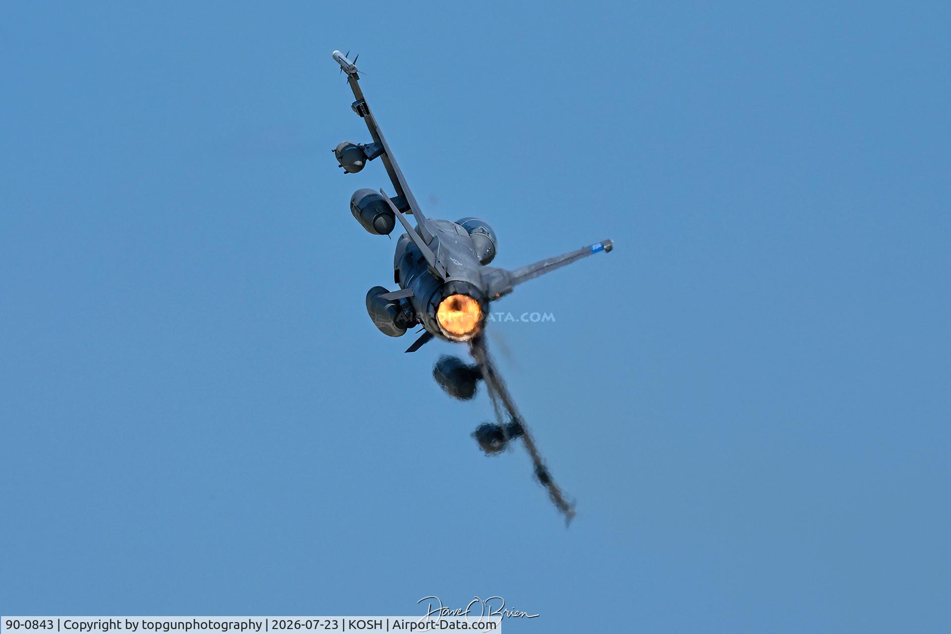 Aircraft 90-0843, 1990 General Dynamics F-16DJ-50-CF, c/n CD-10, YETI1 giving the crowd a nice departure, at KOSH, photo by topgunphotography