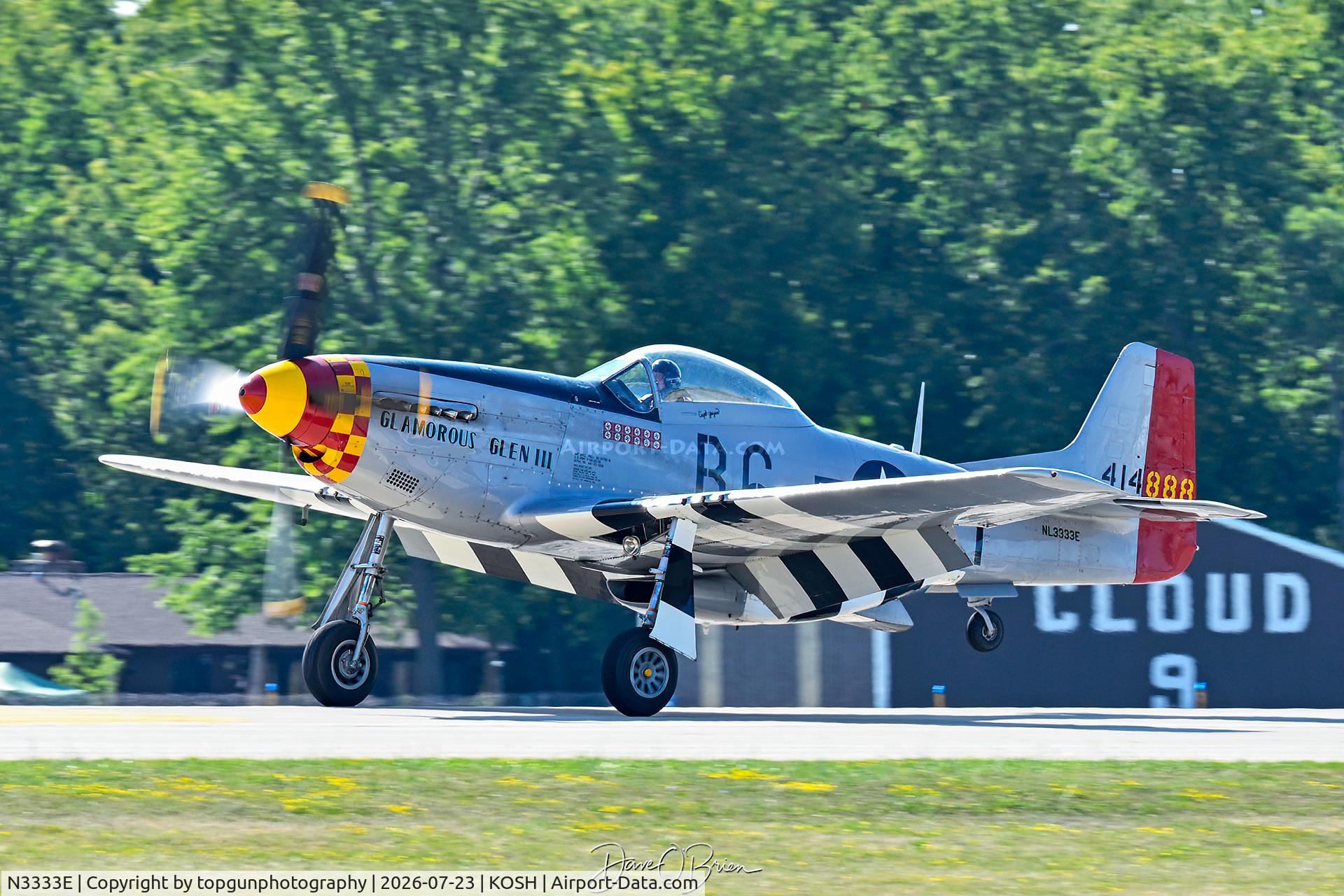 Aircraft N3333E, 1944 North American/aero Classics P-51D, c/n 122-51619, Glamorous Glenn III, at KOSH, photo by topgunphotography