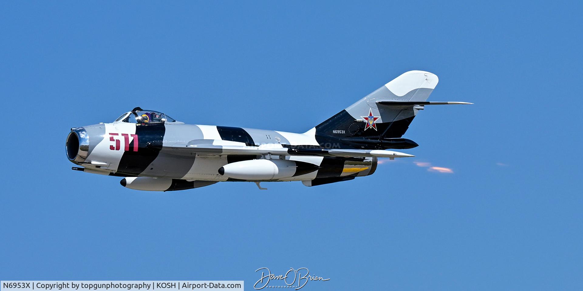 Aircraft N6953X, PZL-Mielec Lim-6 (MiG-17), c/n 1J0511, Former Heavy Metal Jet Team MIG-17 that Dale "SNORT" Snodgrass used to fly., at KOSH, photo by topgunphotography