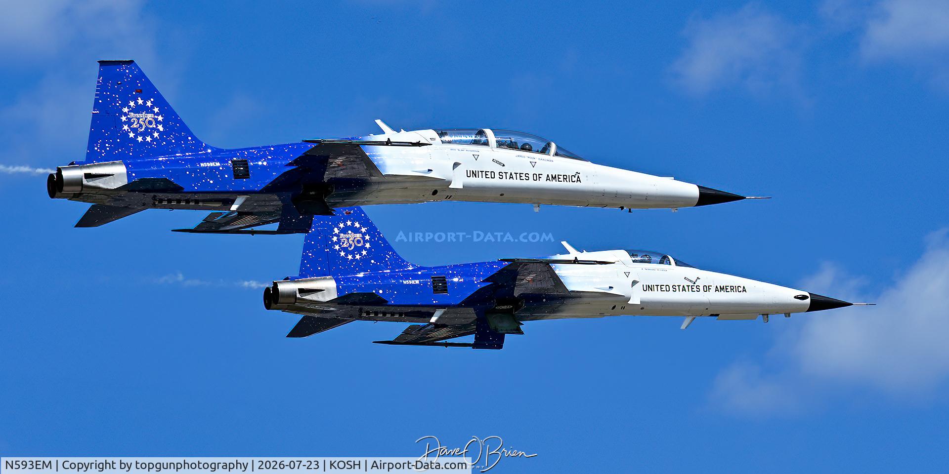 Aircraft N593EM, 1980 Northrup F-5F, c/n 79-1918, GHOST Flight, at KOSH, photo by topgunphotography
