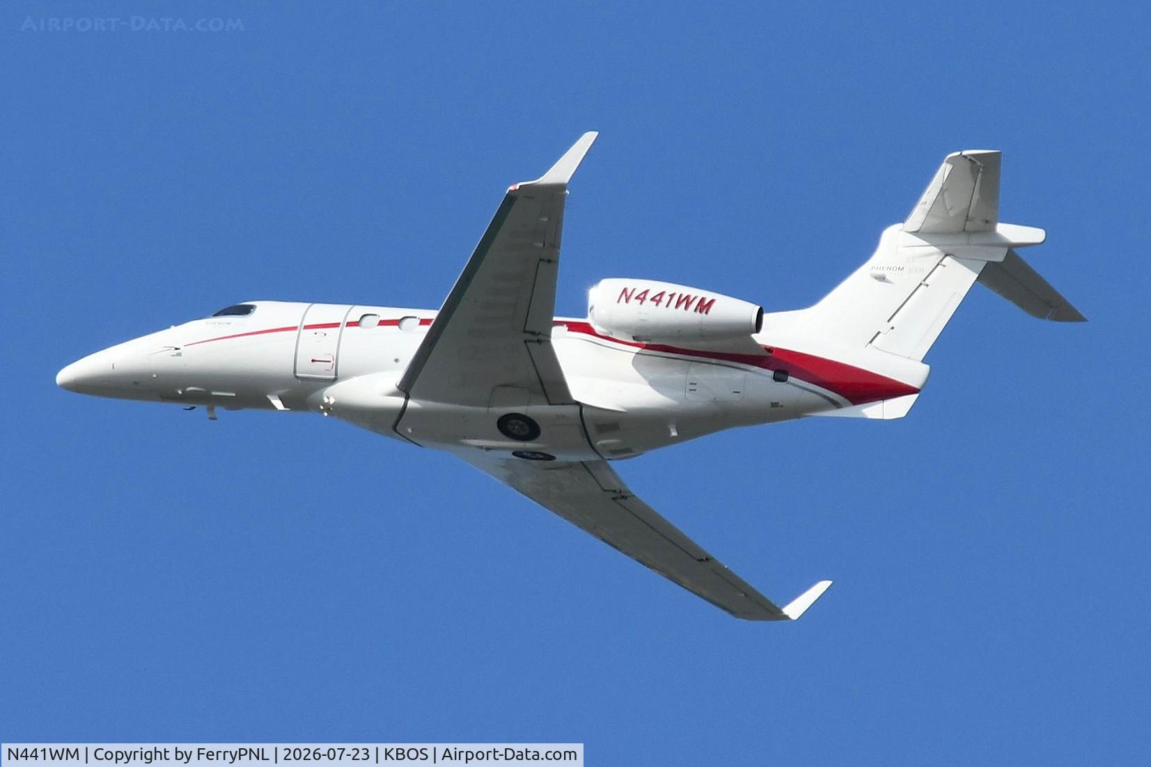 Aircraft N441WM, 2018 Embraer Executive Aircraft Inc EMB-505, c/n 50500472, White Mountains Capital LLC EMB505 taking-off, at KBOS, photo by FerryPNL
