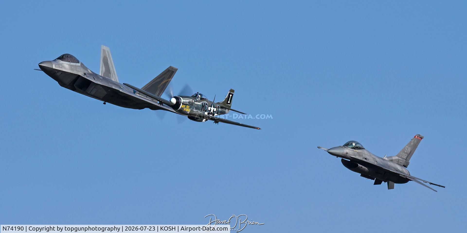 Aircraft N74190, 1944 North American F-51D Mustang, c/n 44-75452, USAF Heritage Flight, at KOSH, photo by topgunphotography