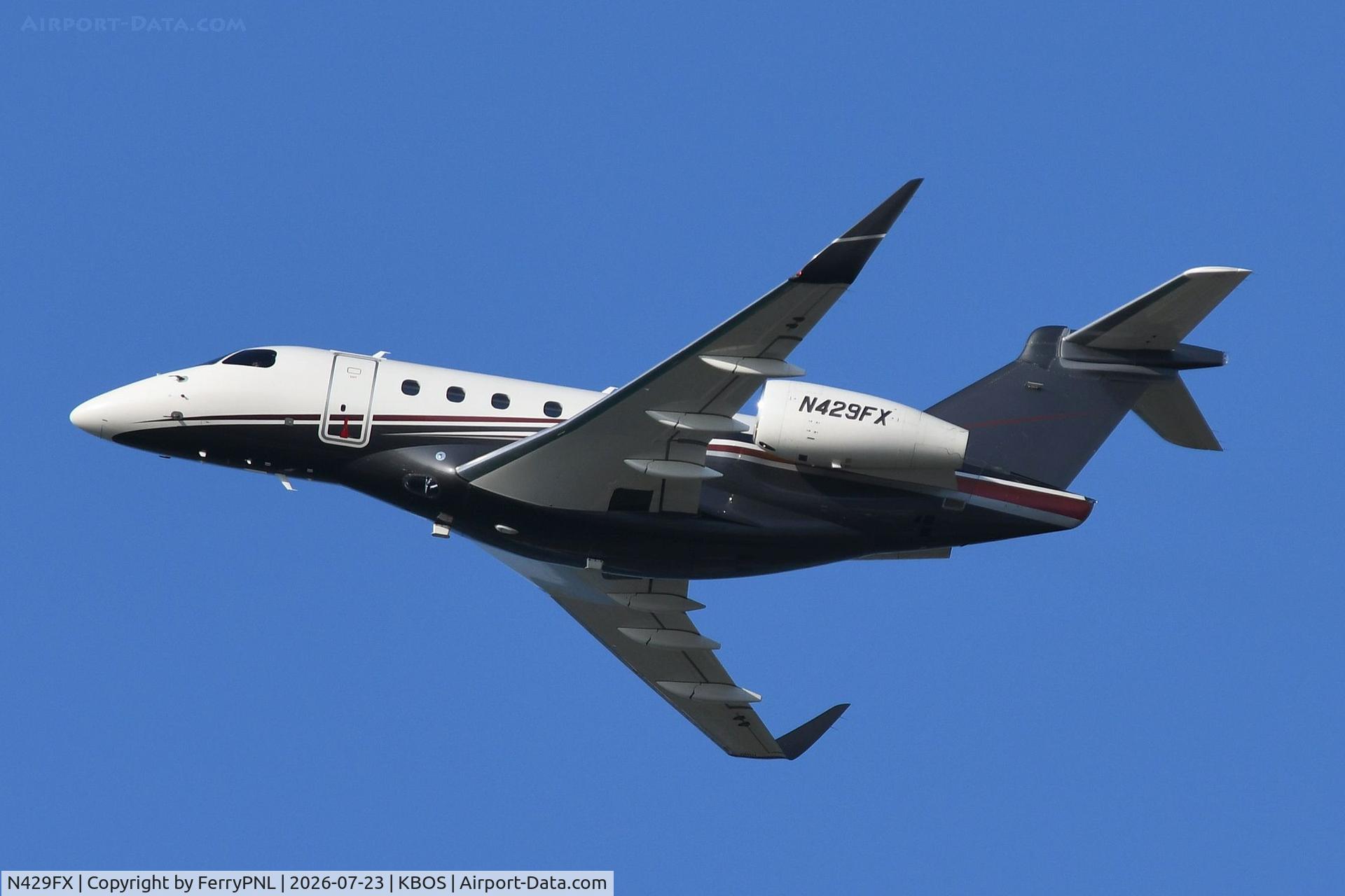 Aircraft N429FX, 2019 Embraer EMB-545 Praetor 500, c/n 55010066, Flexjet EMB545, at KBOS, photo by FerryPNL