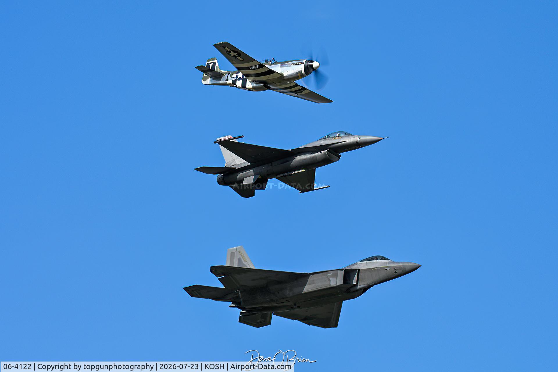 Aircraft 06-4122, 2006 Lockheed Martin F-22A Raptor, c/n 4122, USAF Heritage Flight, at KOSH, photo by topgunphotography
