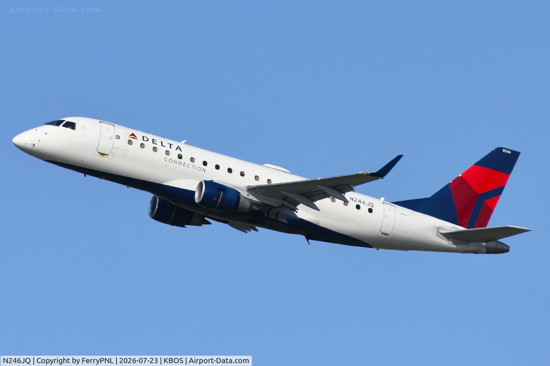 Aircraft N246JQ, 2008 Embraer 175LR (ERJ-170-200LR), c/n 17000262, Departure of Delta Connection ERJ175, at KBOS, photo by FerryPNL