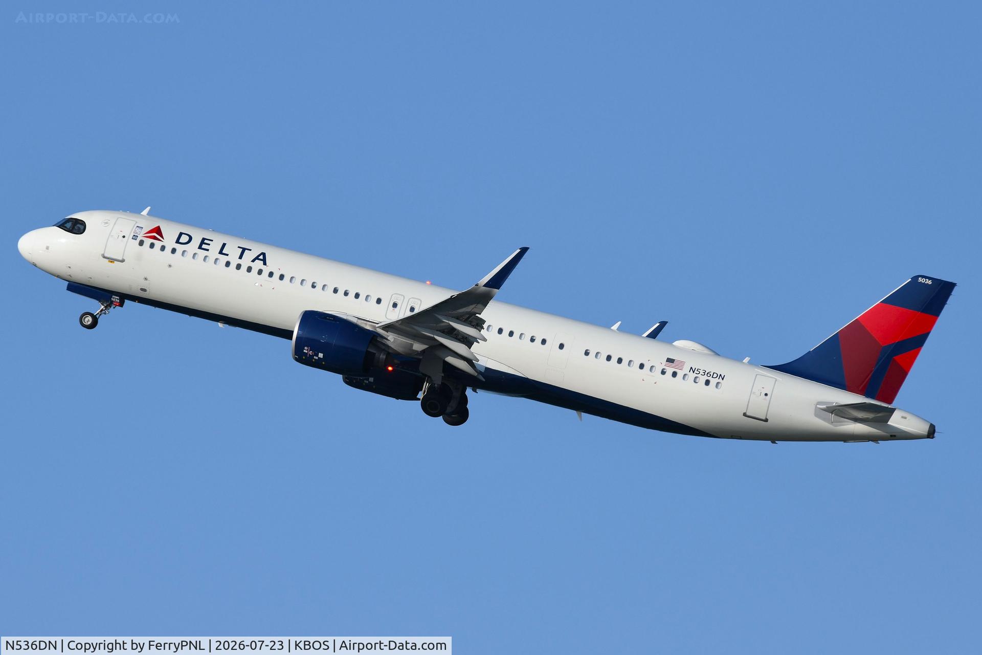 Aircraft N536DN, 2023 Airbus A321-271NX, c/n 11426, Departure of Delta A321N, at KBOS, photo by FerryPNL
